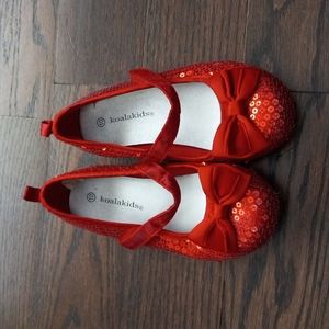 Red sequins koala kids single strap shoe